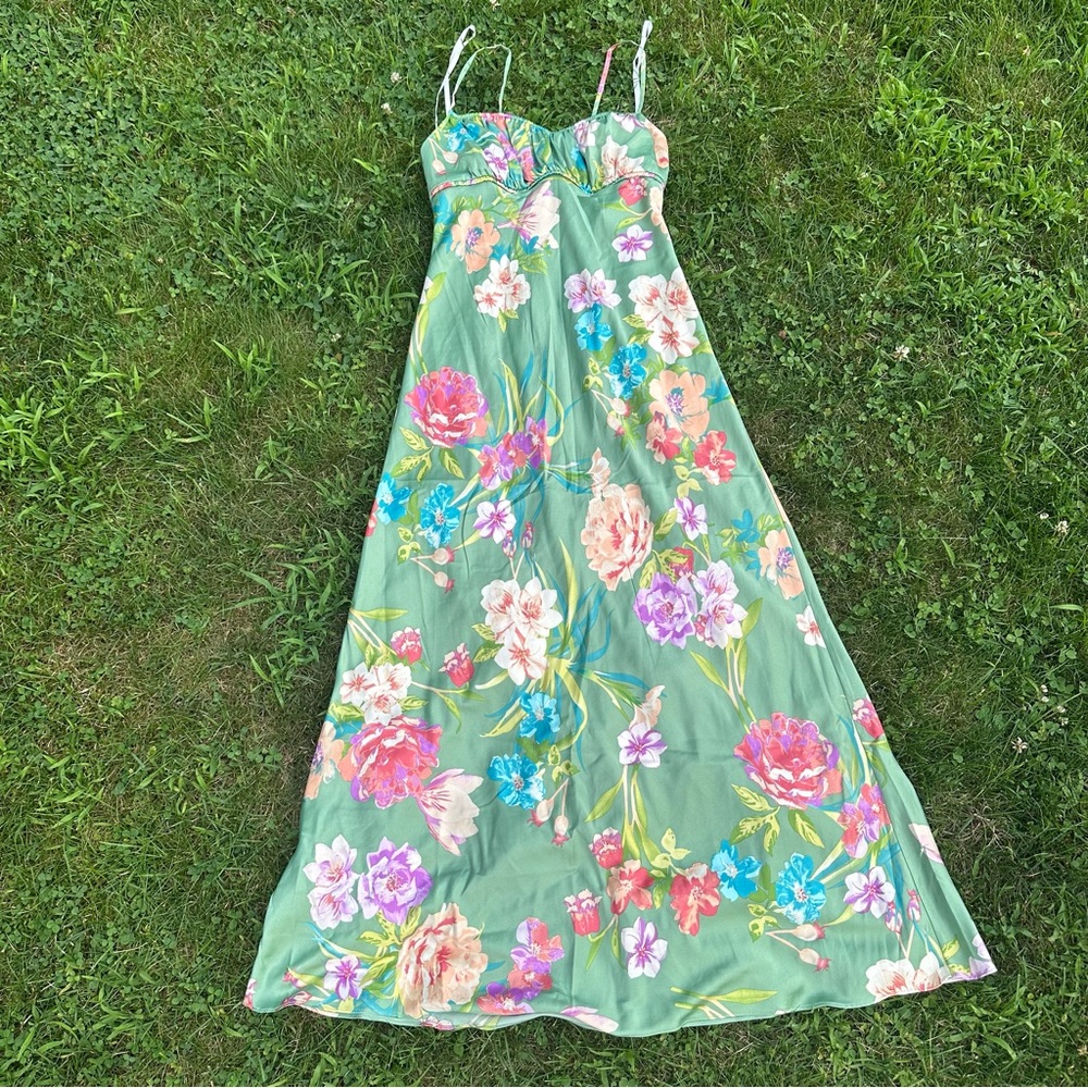 B Darlin Floral Green Dress